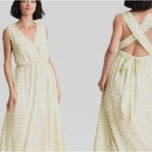 A New Day Small Fish Maxi Dress Spring Boho Lined